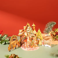 Gold Christmas Village Greeting Card
