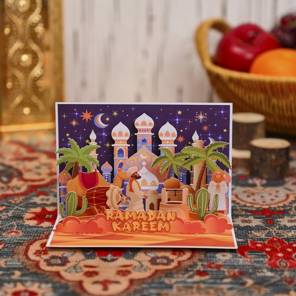 Blue Ramadan 90° 3D Pop Up Card