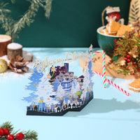 Christmas Castle Snowy Scene 3D Pop Up Card