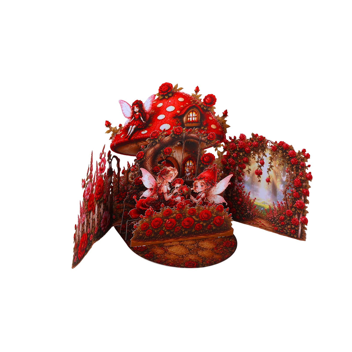Elf Red Rose Double Door 3D Pop Up Card