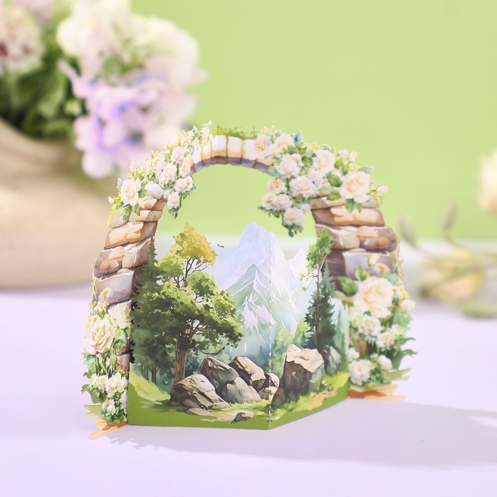 White Rose Dream Wedding 3D Pop Up Card