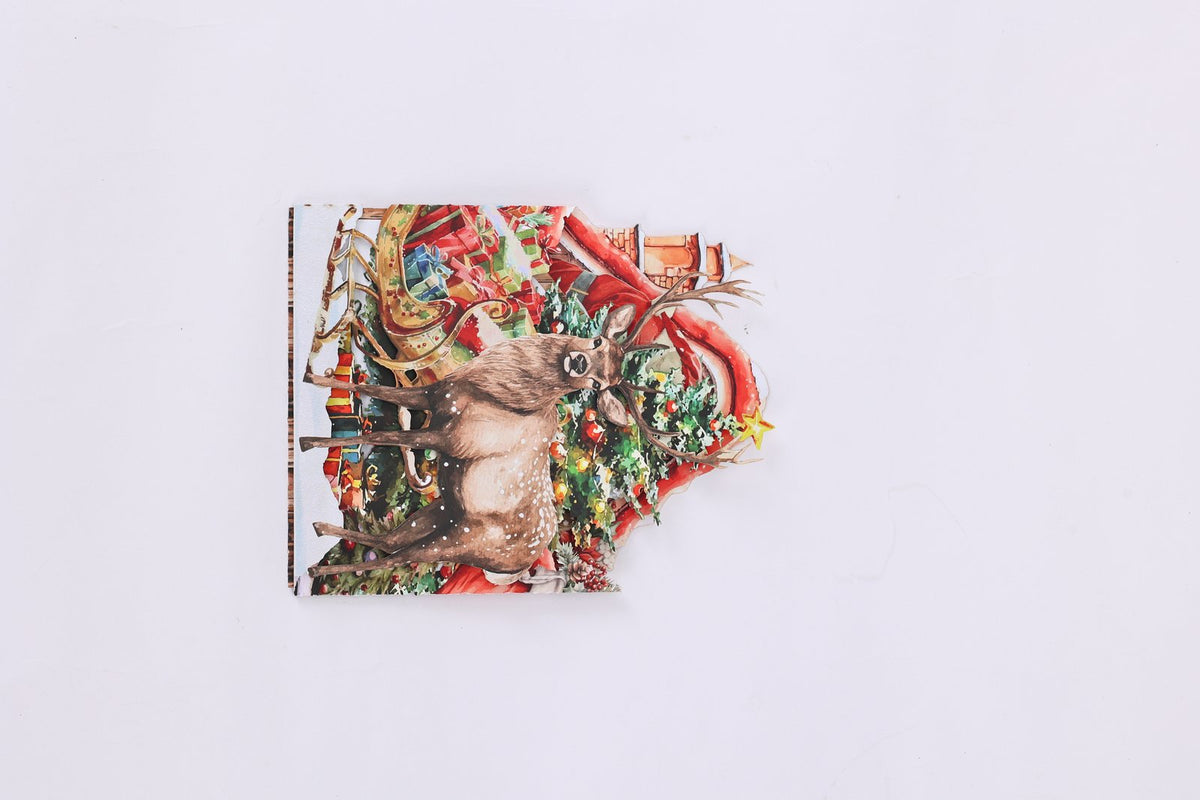 Santa Claus Reindeer 3D Pop Up Card