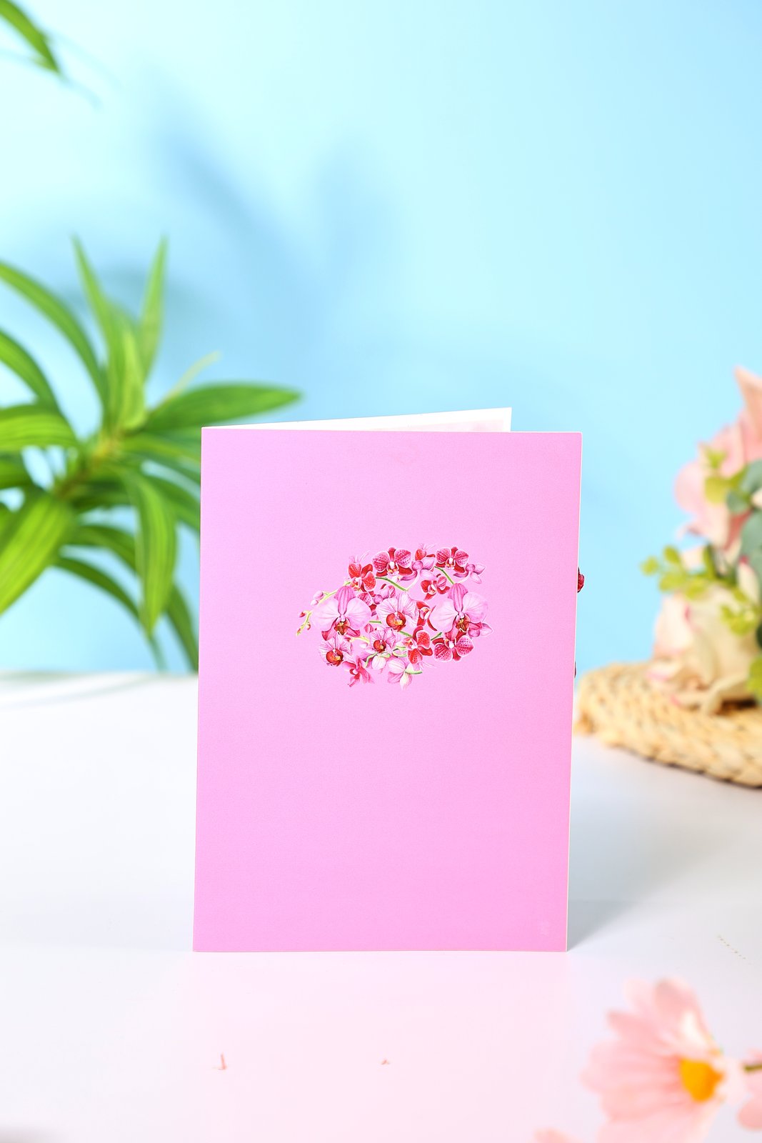 Pink Orchid Heart Pop Up Card
