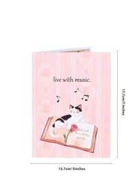 Cat Music Book Flip Pop Up Card