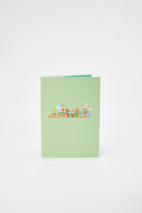 Premium Flower Cart 3D Pop Up Card Light Green