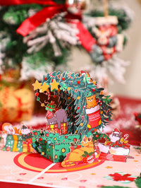 Christmas Tree Cat Crescent Moon 3D Pop Up Card