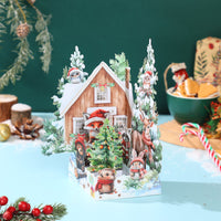 Christmas Animals Cottage 3D Pop Up Card