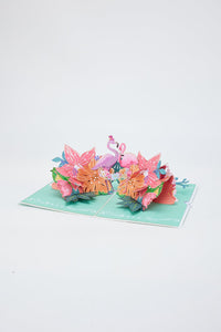 Flamingo Fresh Flowers Greeting Card