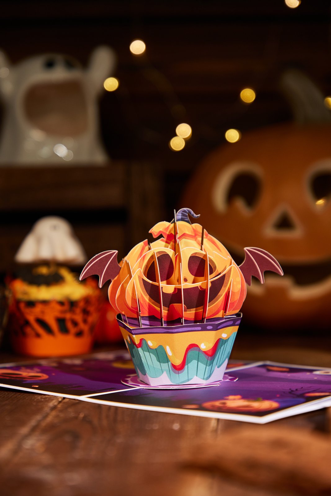 Halloween Pumpkin Cupcake Pop Up Card