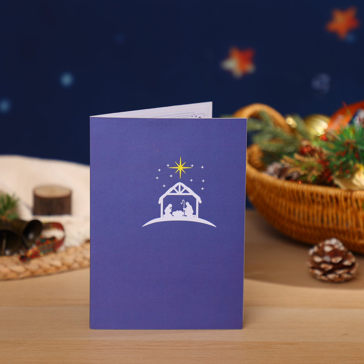 Nativity Manger Star Night Flip Pop Up Card