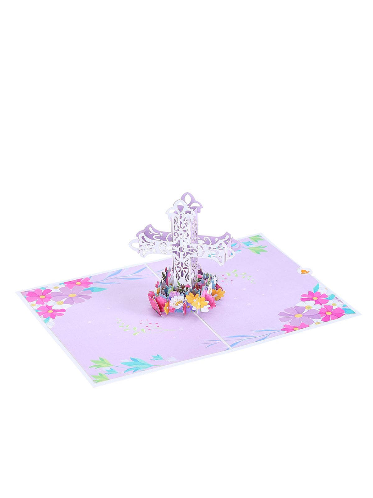 Cross Floral Flip Pop Up Card