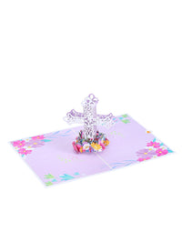 Cross Floral Flip Pop Up Card