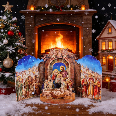 Nativity Manger Double Door Card
