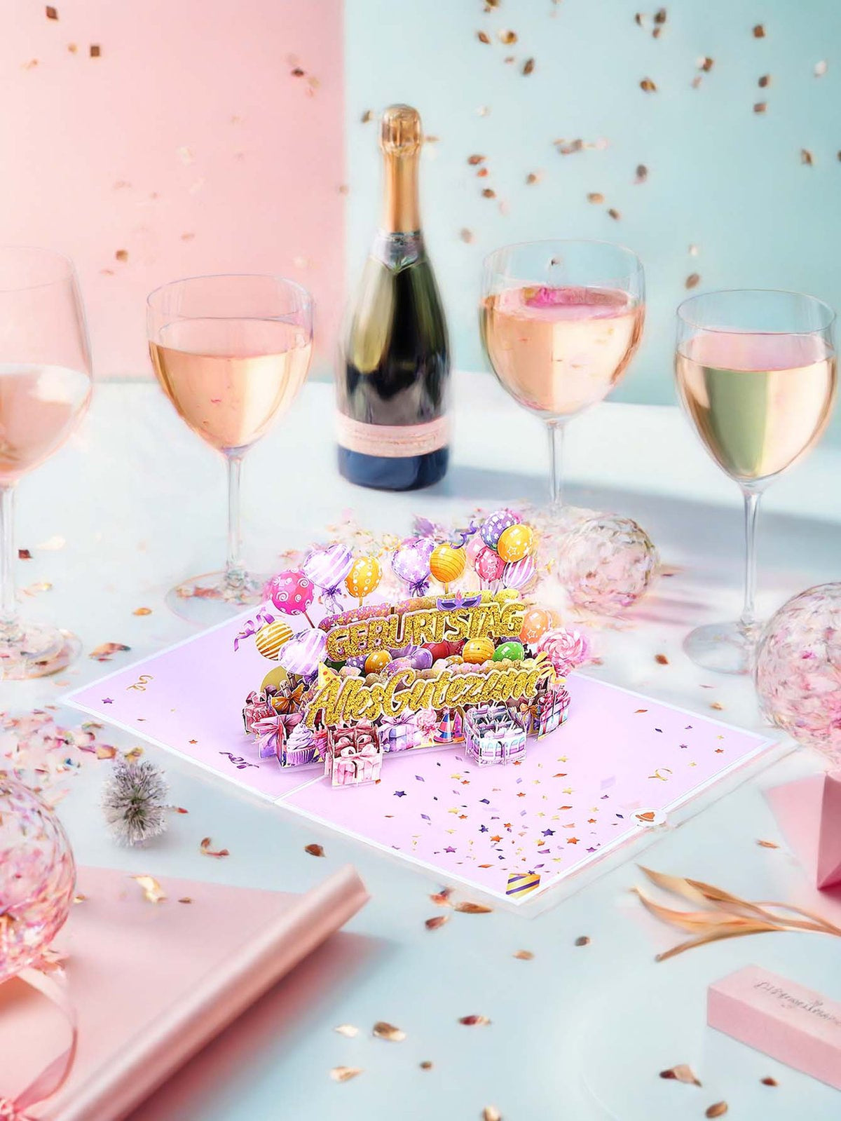 German Gold Glitter 3D Pop Up Card