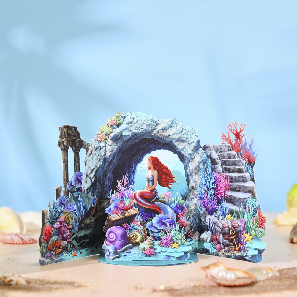 Mermaid Under The Sea World 3D Pop Up Card
