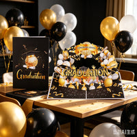Black Gold Balloon Graduation Season 3D Pop Up Card