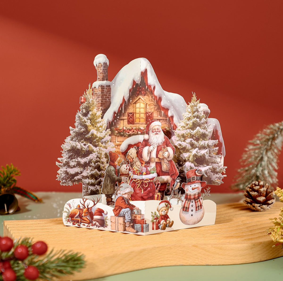 Santa Claus Snowy House 3D Pop Up Card