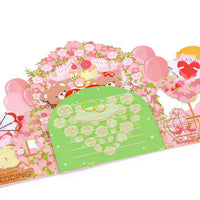 Pink Wedding Floral Wreath 3D Pop Up Card