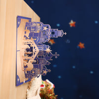 Blue Gold Nativity 3D Pop Up Card