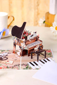 Cat Music Book Flip Pop Up Card
