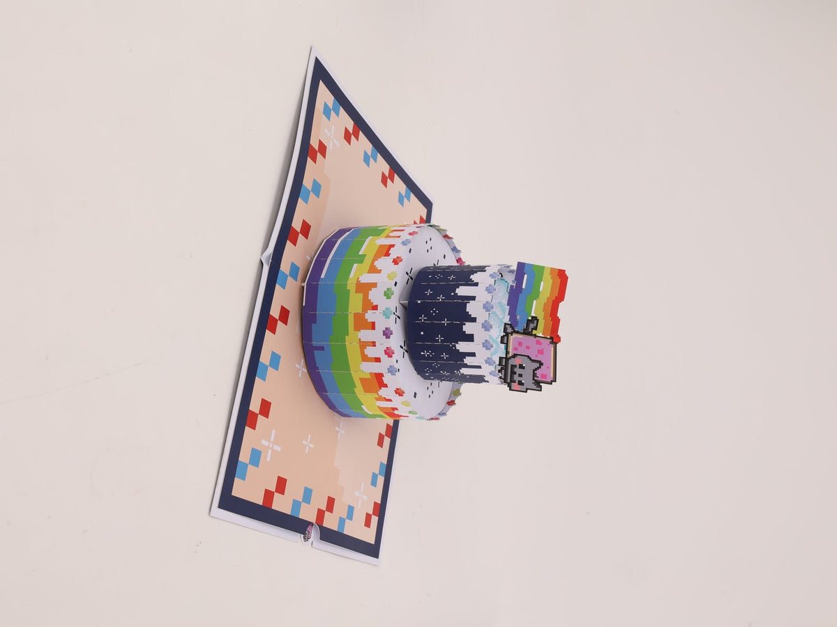 Rainbow Cat Cake Birthday Greeting Card