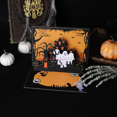 Custom 3D Pop-Up Cards Wholesale Halloween Haunted House & Ghost Greeting Card