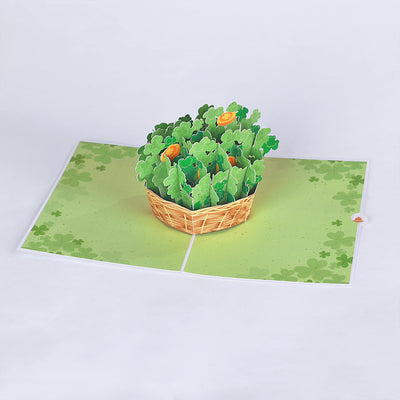 Advanced Equipment St. Patrick's Day 3D Pop-Up Card Clover Basket with Gold Coins Greeting Card