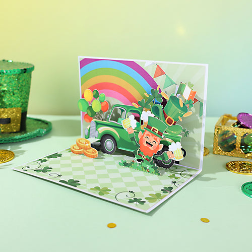 90 Degree Folding St. Patrick's Day Pop Up Card