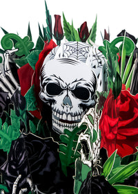 Factory Price Gothic Skull & Rose 3D Pop-Up Card Dark Floral 3D Flower Bouquet Greeting Card