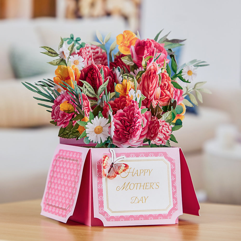 High Quality Mixed Floral 3D Pop-Up Greeting Card – Butterfly & Flower Design