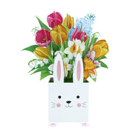 Factory Low MOQ Bunny Lily Blooming Flower Box 3D Pop-up Card Easter Floral Greeting Card