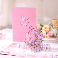 Pink Butterfly Crescent Moon 3D Pop Up Card