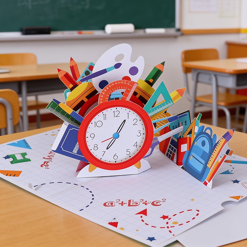 Back To School Clock Greeting Card