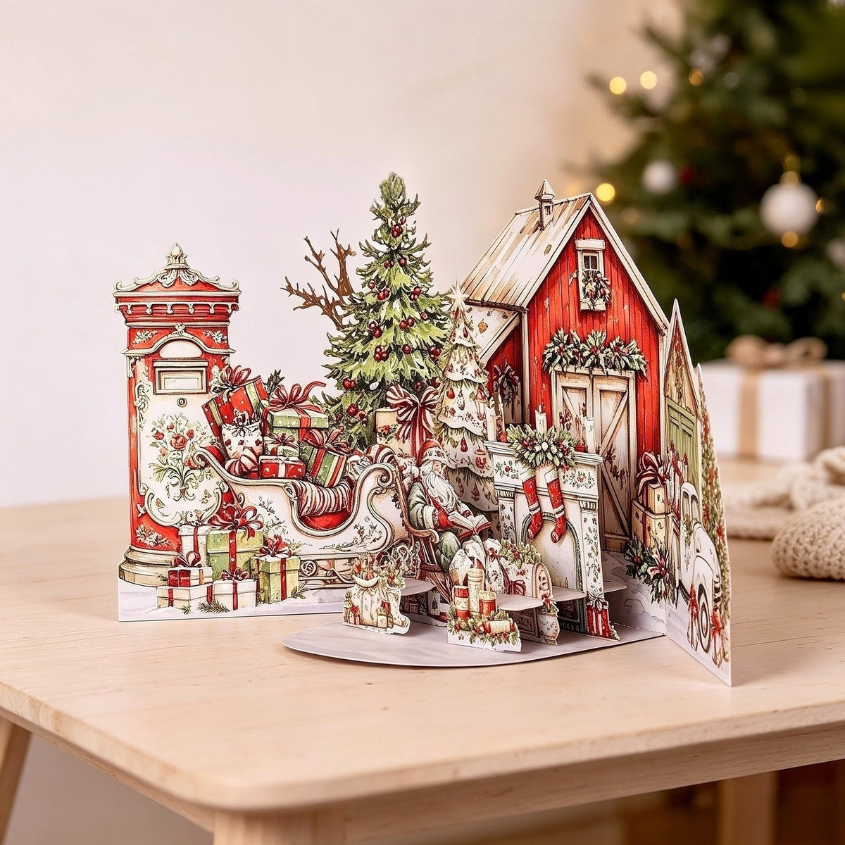 Vintage Santa Claus House Double Door Card