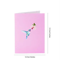 Hibiscus Crescent Moon Hummingbird Pop Up Card