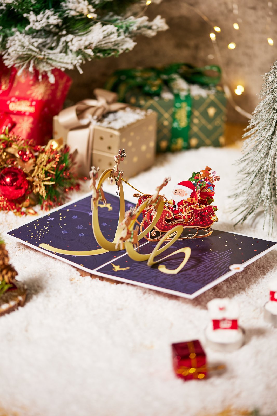 Flying Sleigh Car 3D Pop Up Card