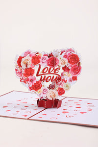 Rose Heart Floral Wreath 3D Pop Up Card