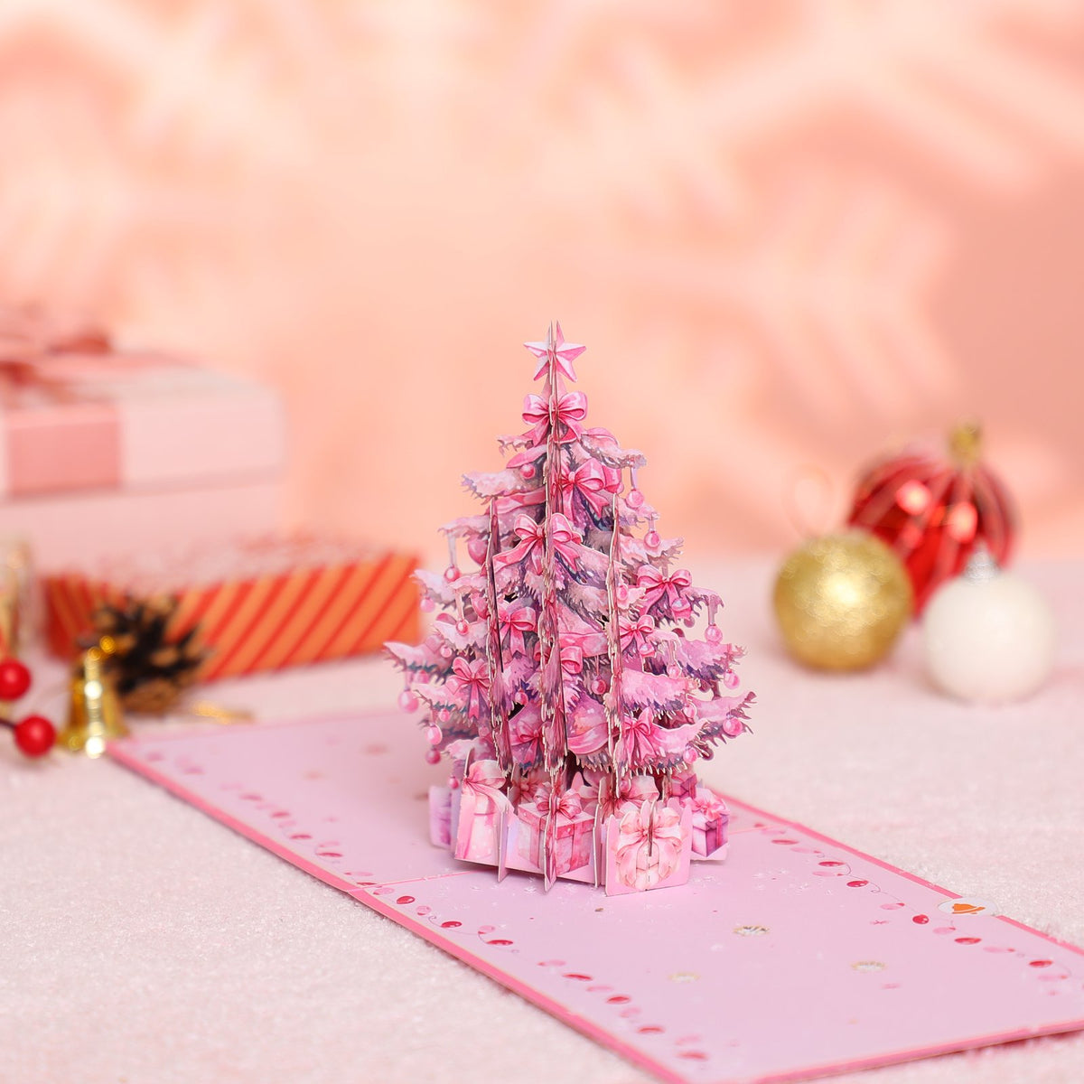 Pink Christmas Tree Greeting Card