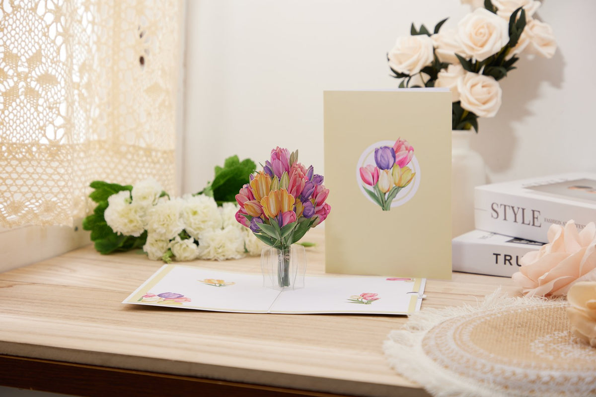 Tulip Flower Vase Pop Up Card