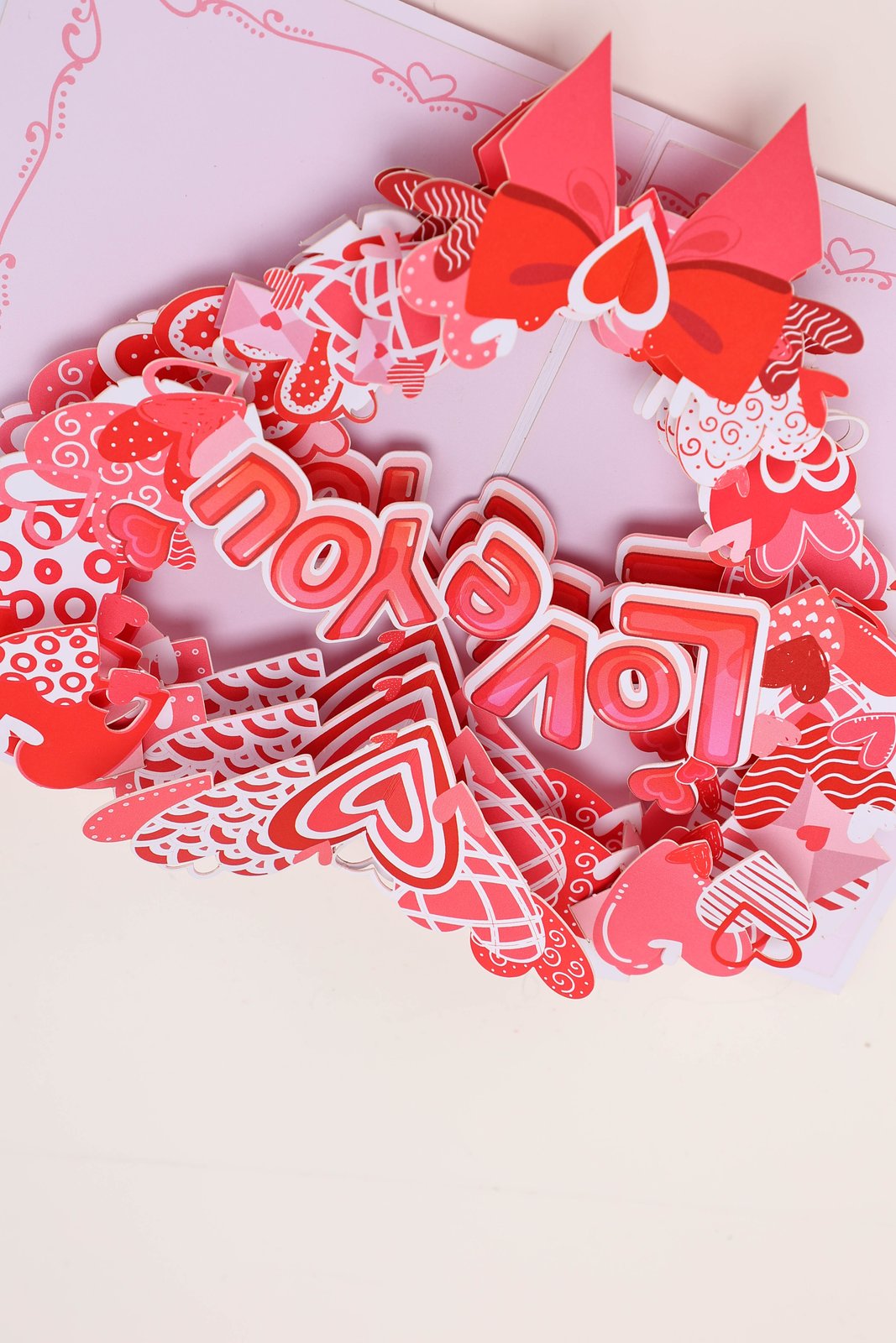 Heart Floral Wreath 3D Pop Up Card