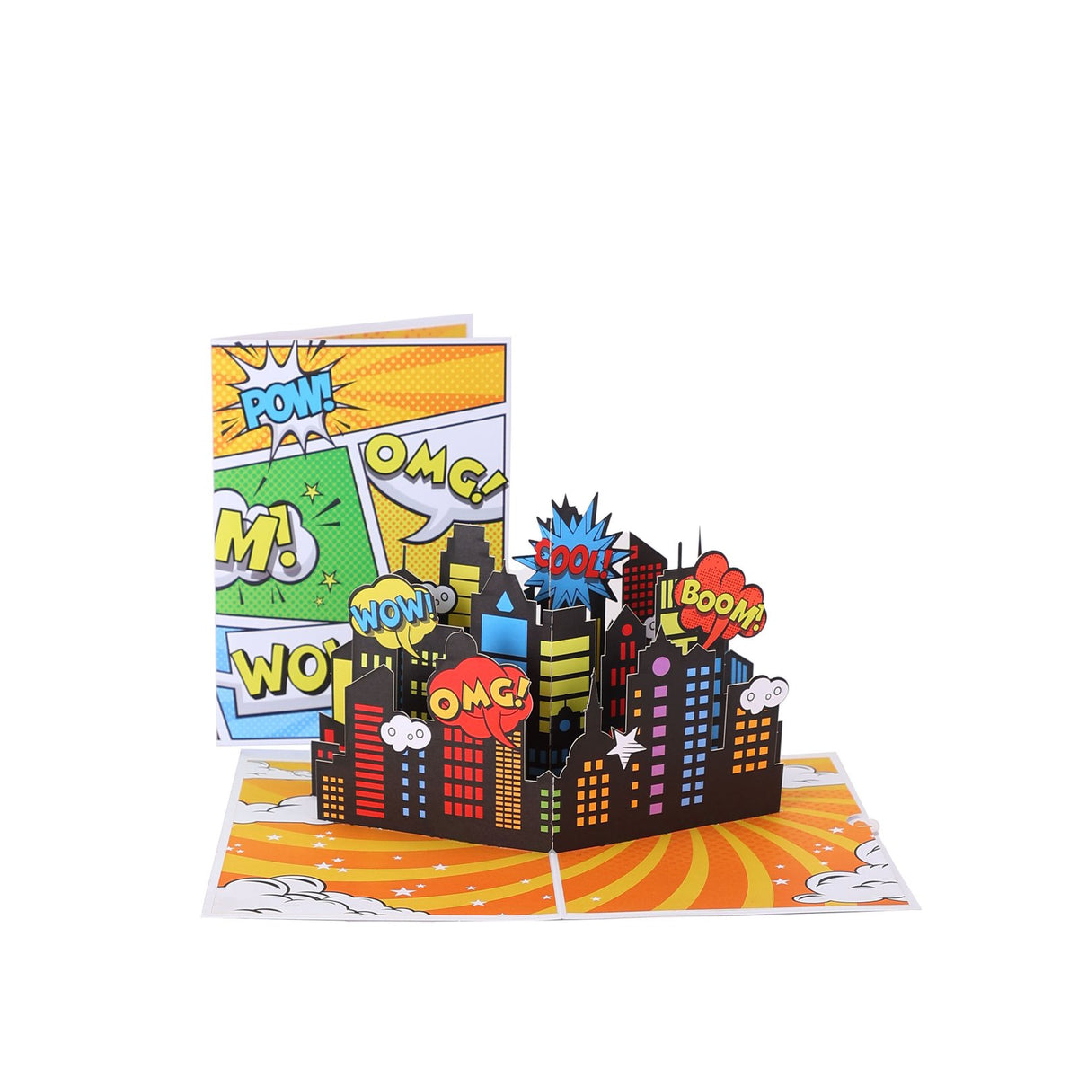 Comic Superhero City Greeting Card
