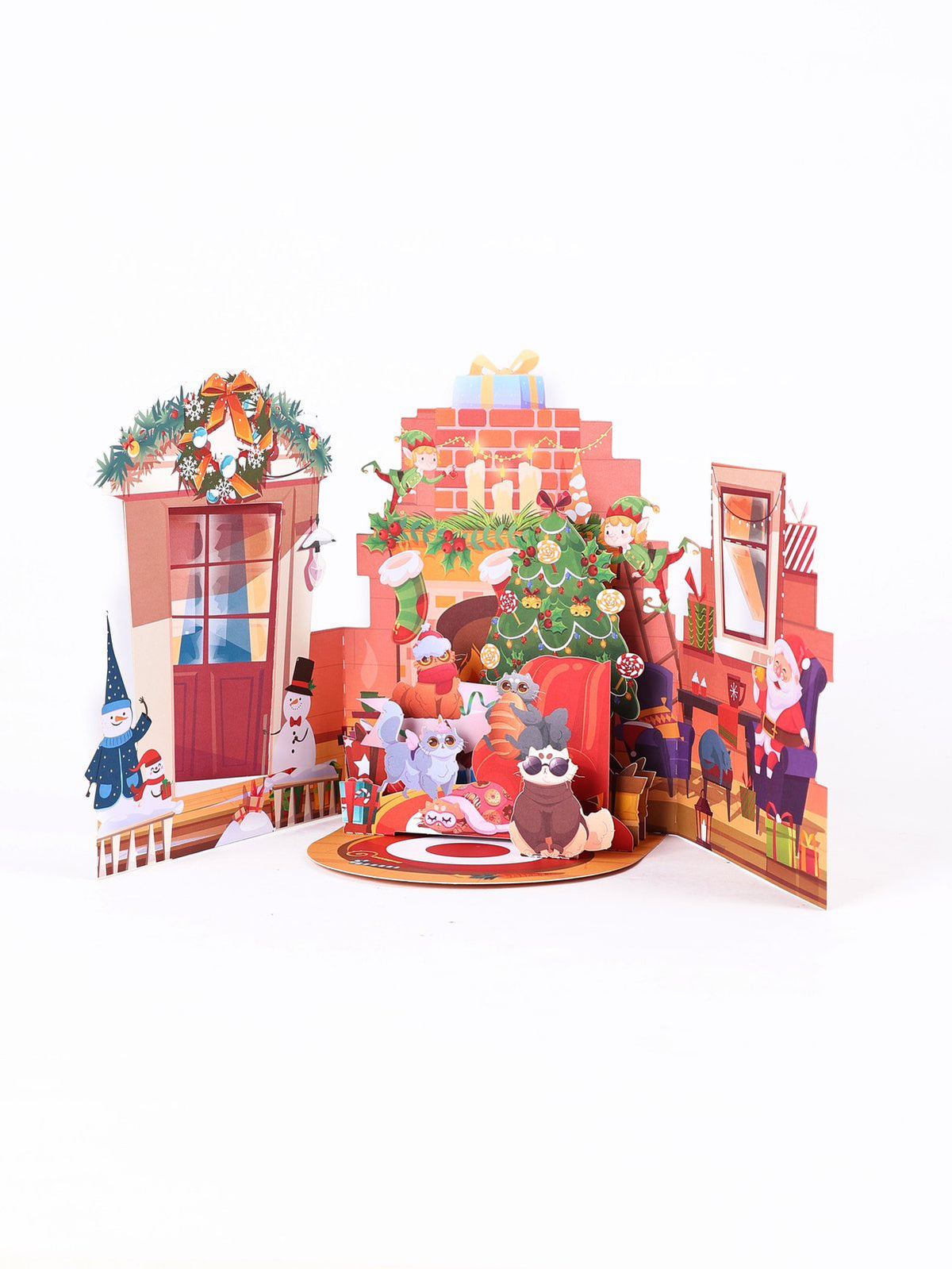 Christmas Cat Double Door 3D Pop Up Card