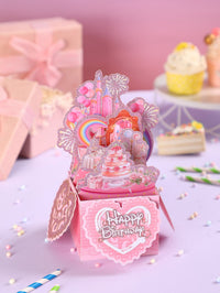 Heart Cake Box Birthday Greeting Card