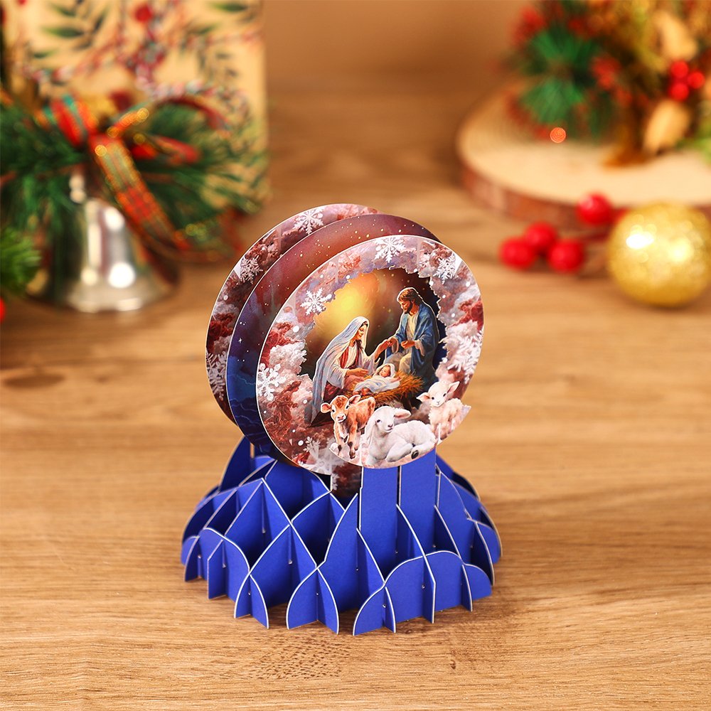 Round Window Nativity Manger 3D Pop Up Card