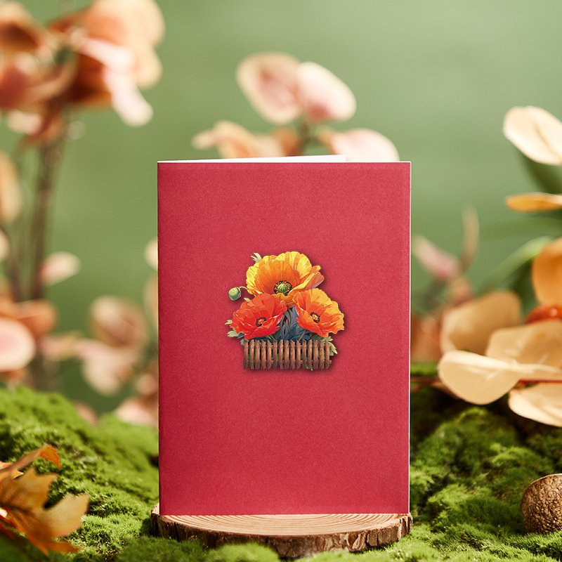 Poppy Flower Basket Greeting Card