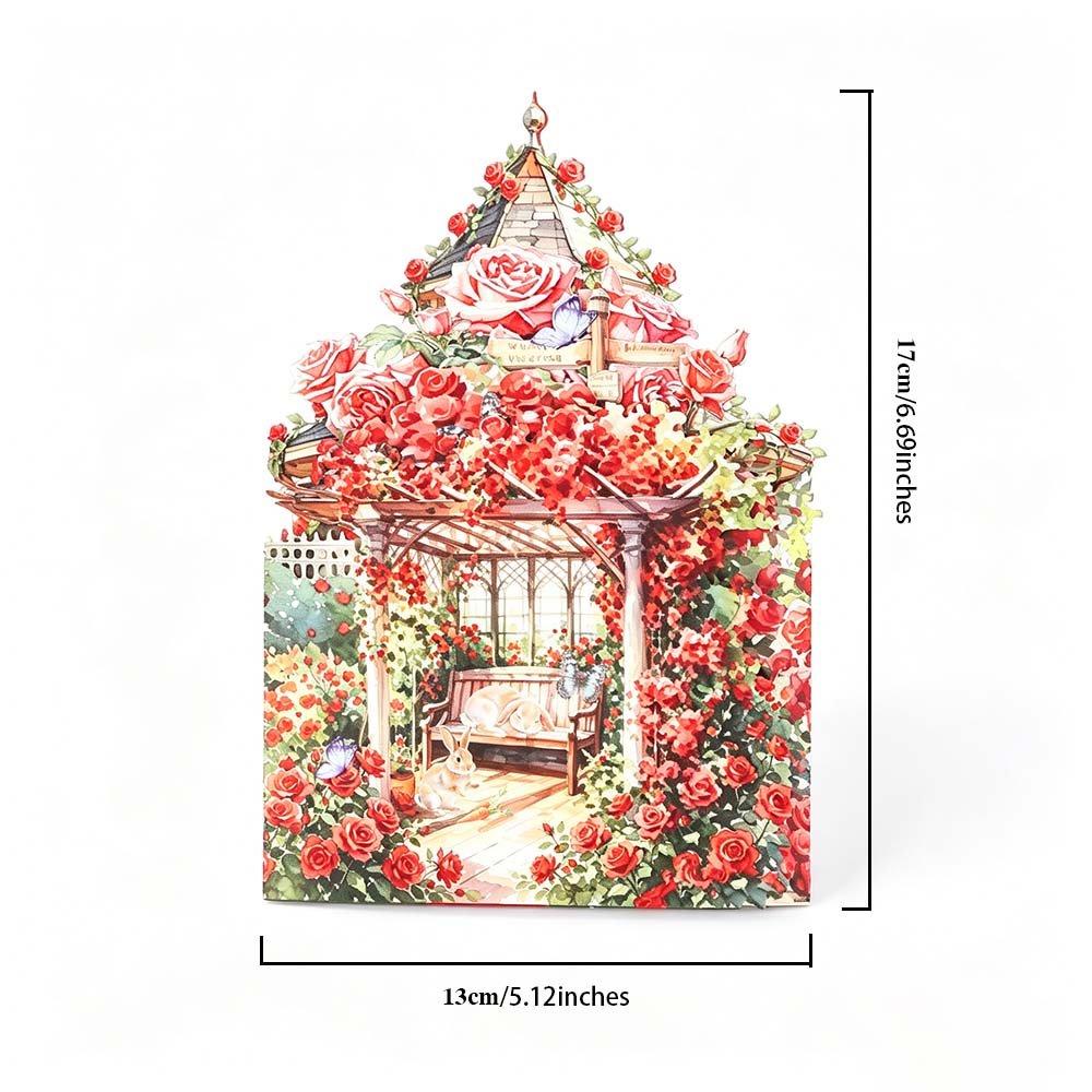 Red Rose Garden Double Door Card