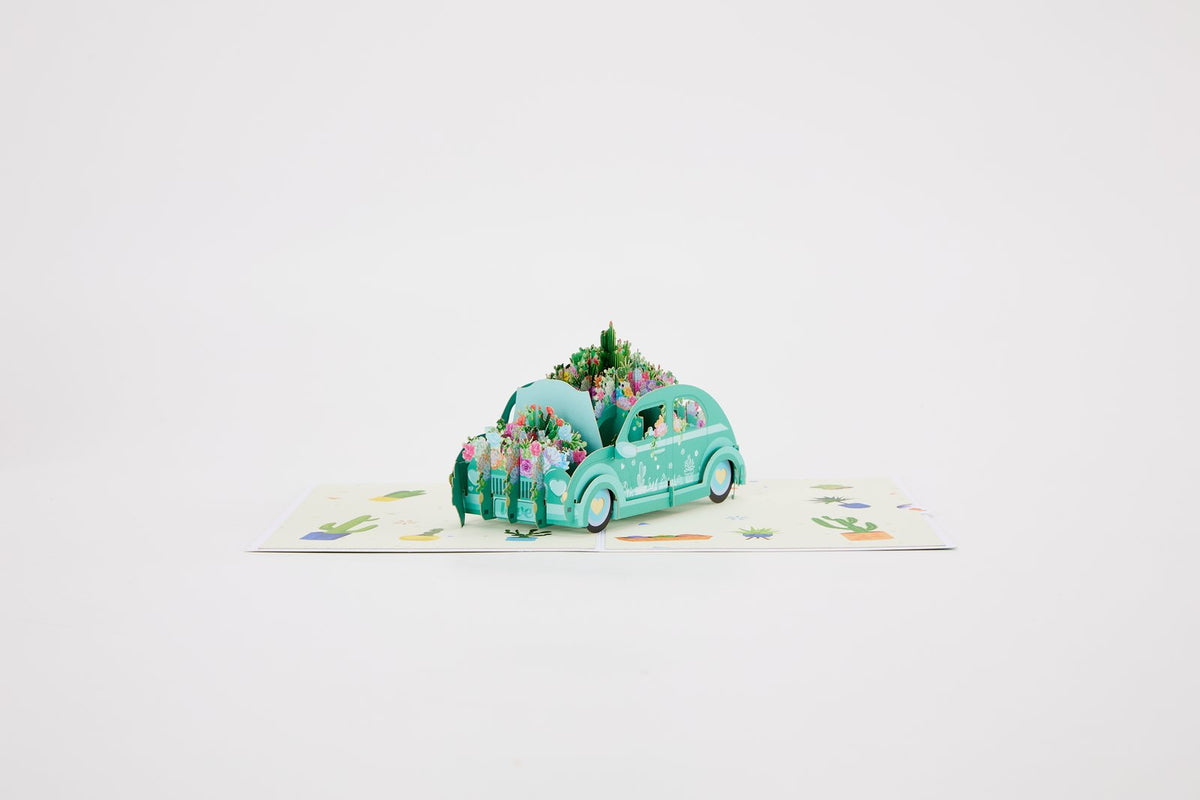 Succulent Cactus Flower Cart Pop Up Card