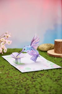 Purple Hummingbird 3D Pop Up Card
