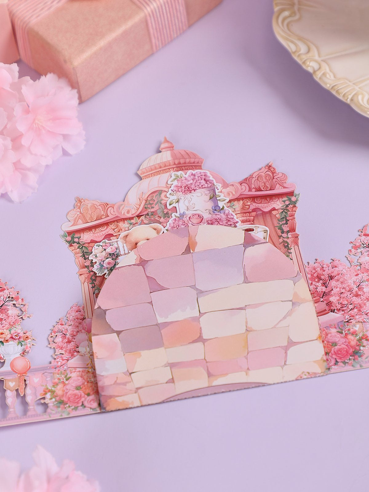 Pink Castle Cherry Blossom 3D Pop Up Card