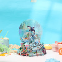 Blue Orca Under The Sea World Birthday 3D Pop Up Card